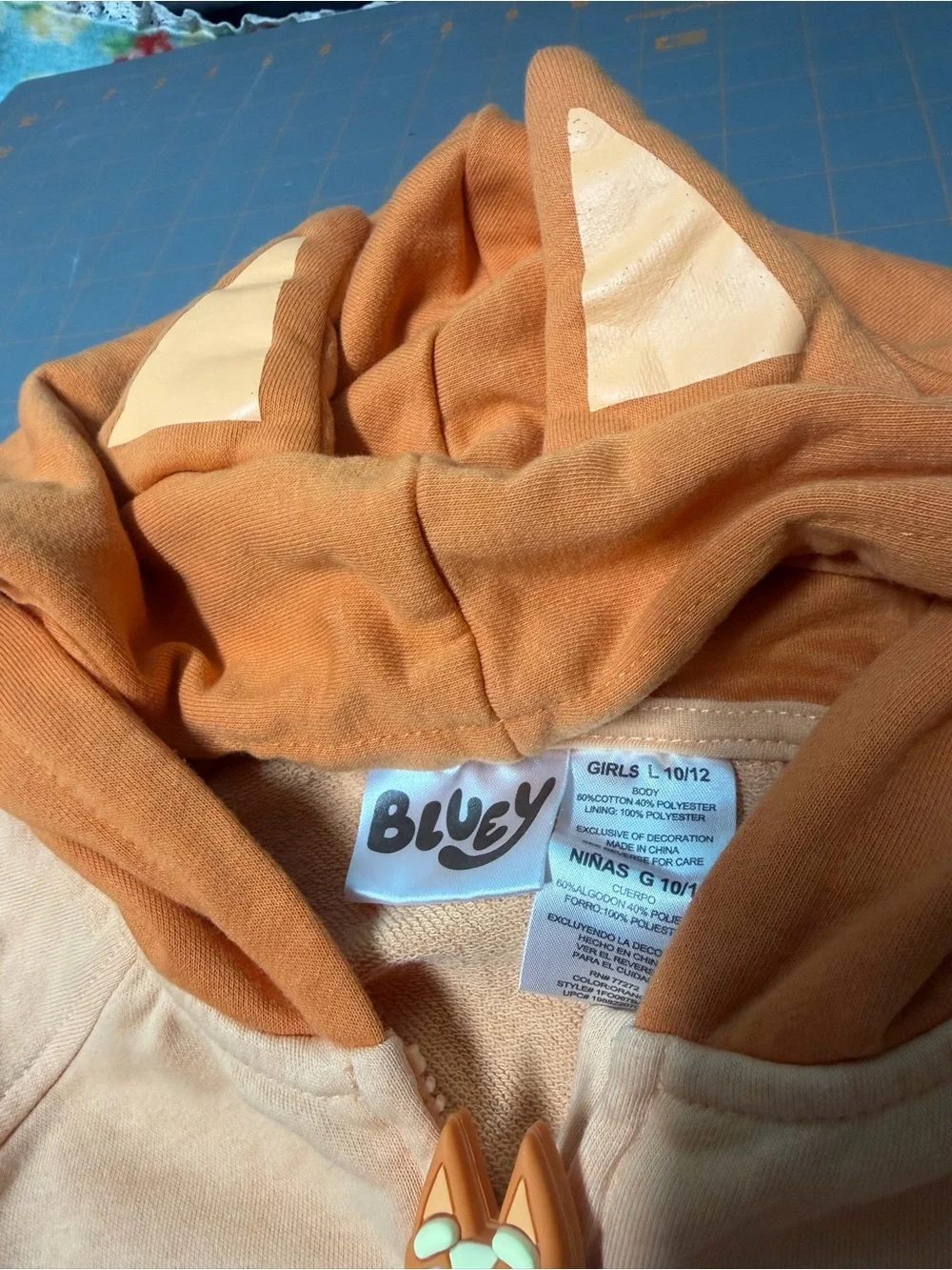 Bingo Kids Peach Hoodie Jacket with Character Hood girl L 10/12